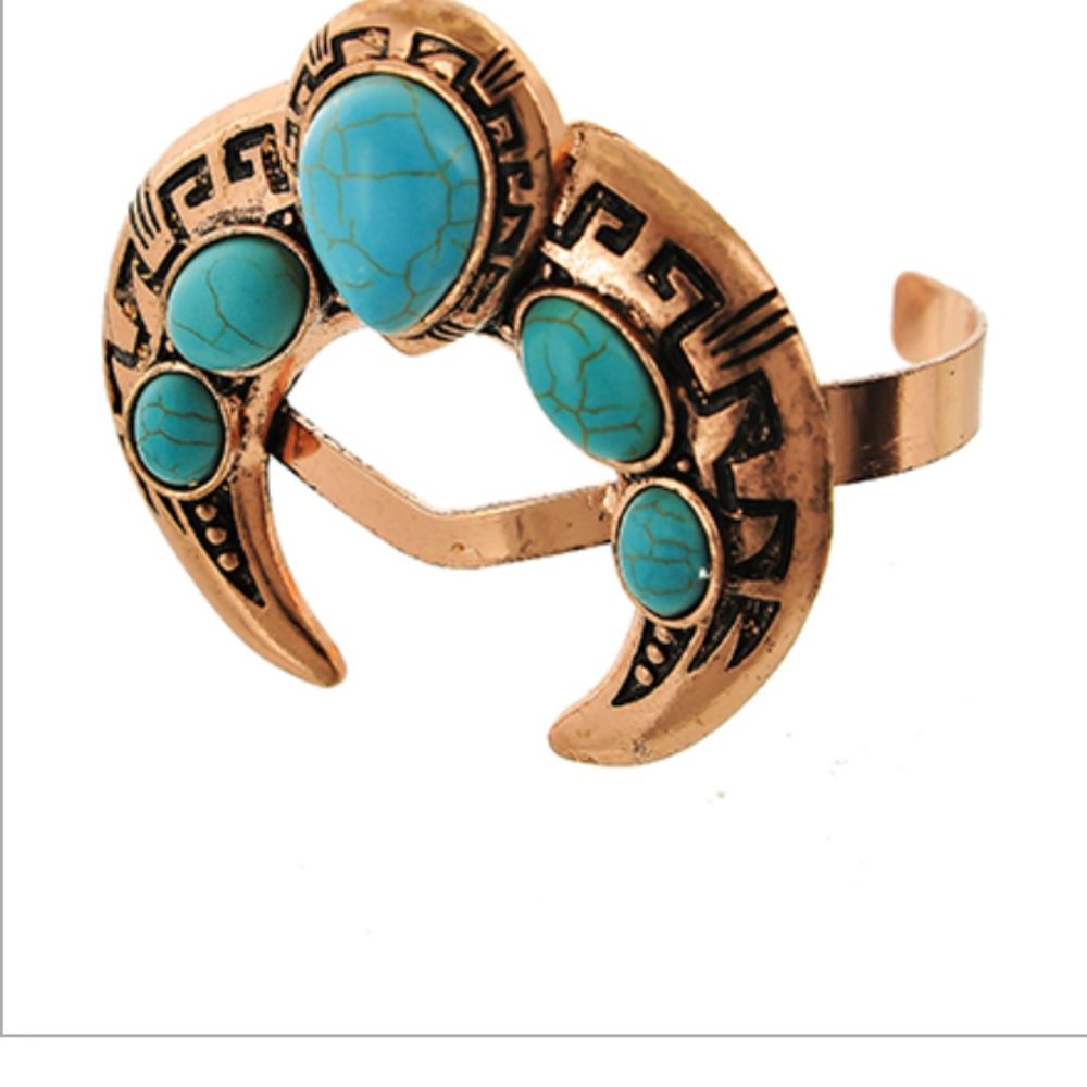 Copper and Turqoise cuff